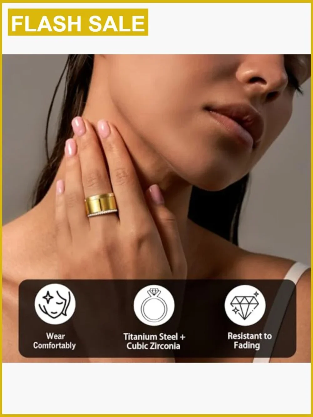 3 Pack Stackable Rings for Oura Ring - Cubic Zirconia Stainless Steel Stacking